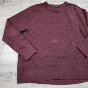 BANANA REPUBLIC Cotton Blend Maroon Waffle Knit Thermal Pullover Shirt Women XL